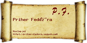 Priher Fedóra névjegykártya